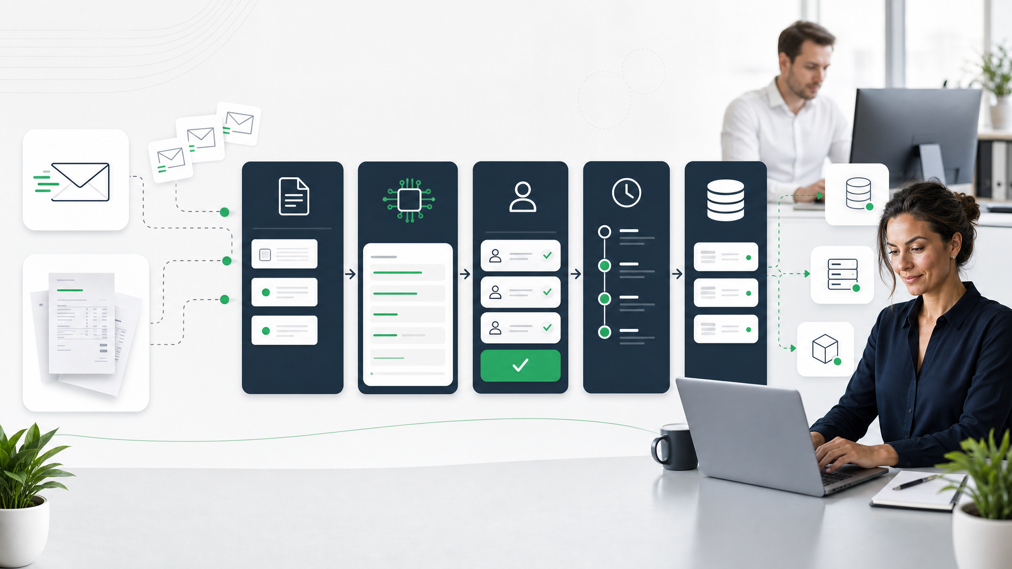 Automatizace faktur v Q.Invoice od příjmu dokladu přes AI vytěžení až po schválení a ERP.